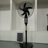 16'' Rechargeable + Solar Standing Fan + 2 DC bulbs