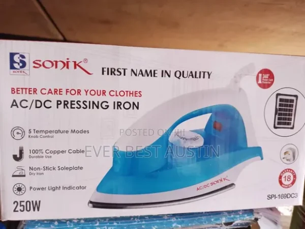 250W SONIK SOLAR PRESSING IRON AC/DC